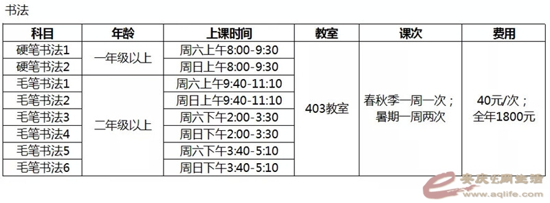 安庆市青少年宫2019年春季全专业课程部署