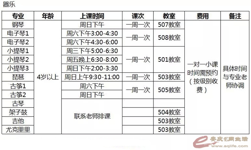 安庆市青少年宫2019年春季全专业课程部署