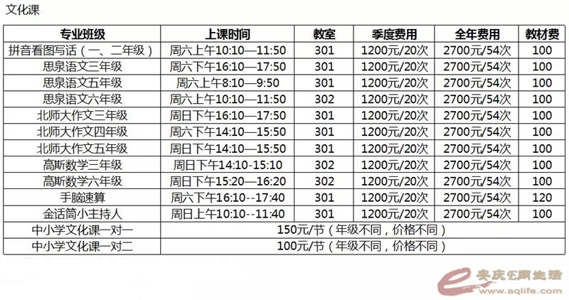 安庆市青少年宫2019年春季全专业课程部署